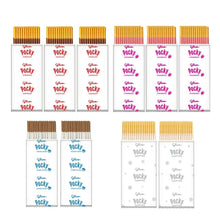 Assorted Pocky mini packs with orange, pink, brown, and white boxes
