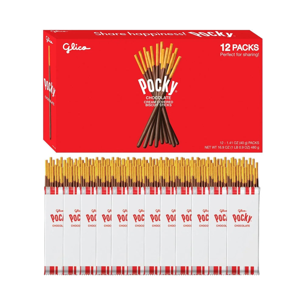 Glico Pocky Chocolate Covered Biscuit Sticks, 1.41 oz.,12 pk. - USA MEGA SHOP