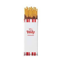 Chocolate-covered biscuit stick snack packet with red band and yellow sticks
