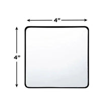 Square adjustable LED mirror size diagram, 4 in by 4 in