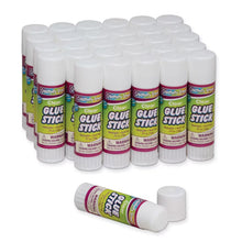 Pack of clear glue sticks with white caps and purple labels