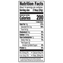 Nutrition Facts label for creamy peanut butter, serving size and calories shown