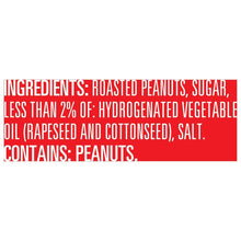 Ingredients label for creamy peanut butter with roasted peanuts and oil details