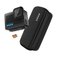 Action camera with carrying case and microSD card