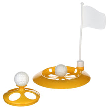 Yellow golf tee with white flag and two foam golf balls for kids set