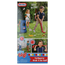 Kids golf grab-and-go set retail box with kids playing artwork