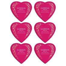 Heart-shaped Godiva Goldmark chocolate tins, pink heart shapes, set of 6