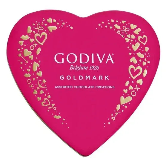 Godiva Goldmark Assorted Valentine's Day Heart Gift Tin, 9 Piece, 6 Pack