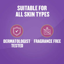 Fragrance-free skincare claim icons: suitable for all skin types