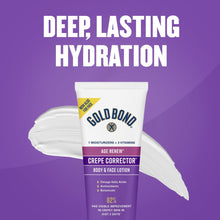 Gold Bond Crepe Corrector body and face lotion tube with cream leaf shapes