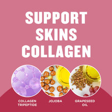 Ingredient icon set: collagen tripeptide, jojoba, and grapeseed oil
