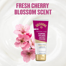 Cherry blossom scented plumping collagen serum lotion tube with pink flowers