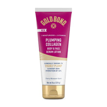 Plumping collagen body and face serum lotion tube, purple with gold base
