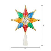 8 in multicolor LED star tree topper with gold tips and white stem base