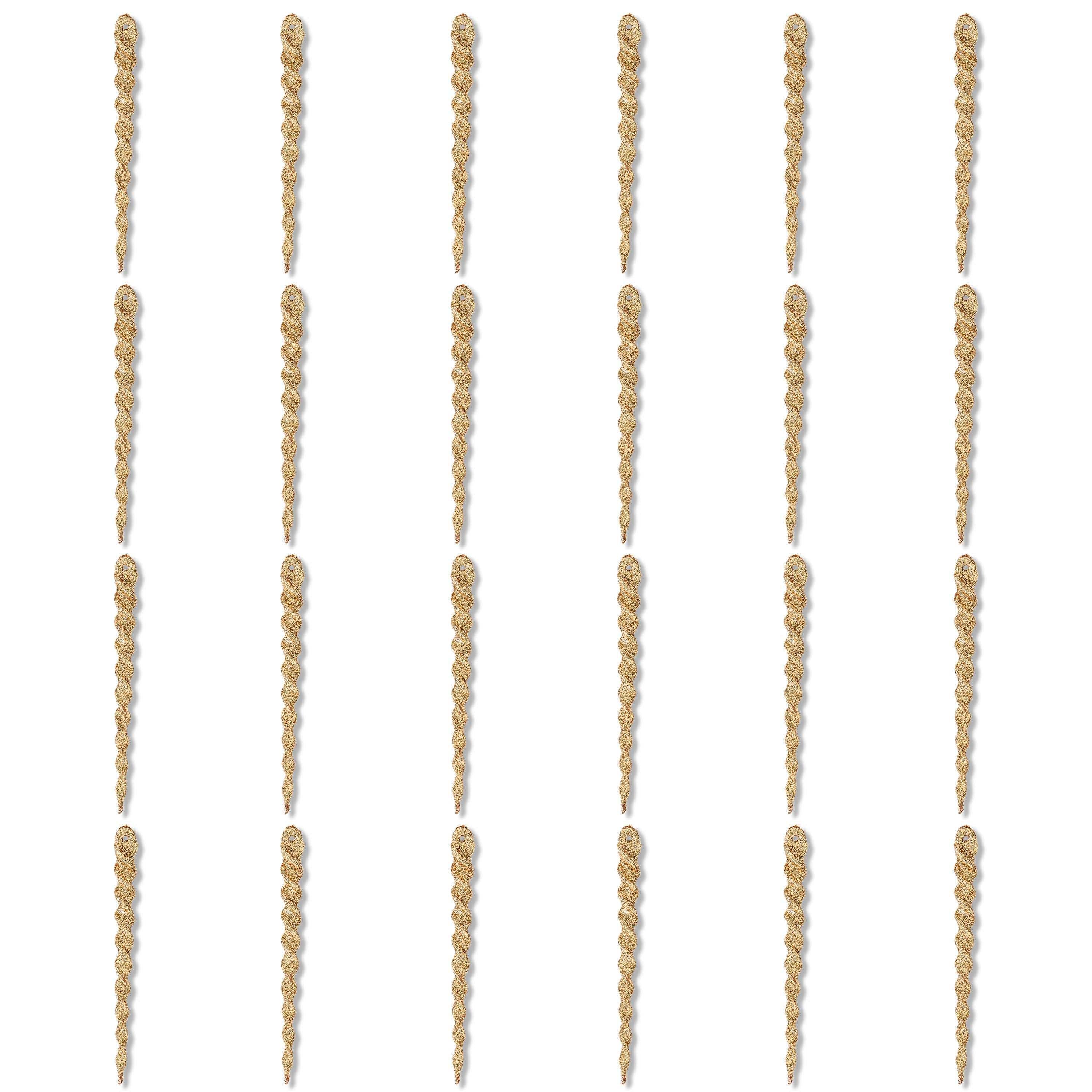 Gold Glitter Icicle Christmas Ornaments, 5.3", 24 Count, by Holiday Time - USA MEGA SHOP