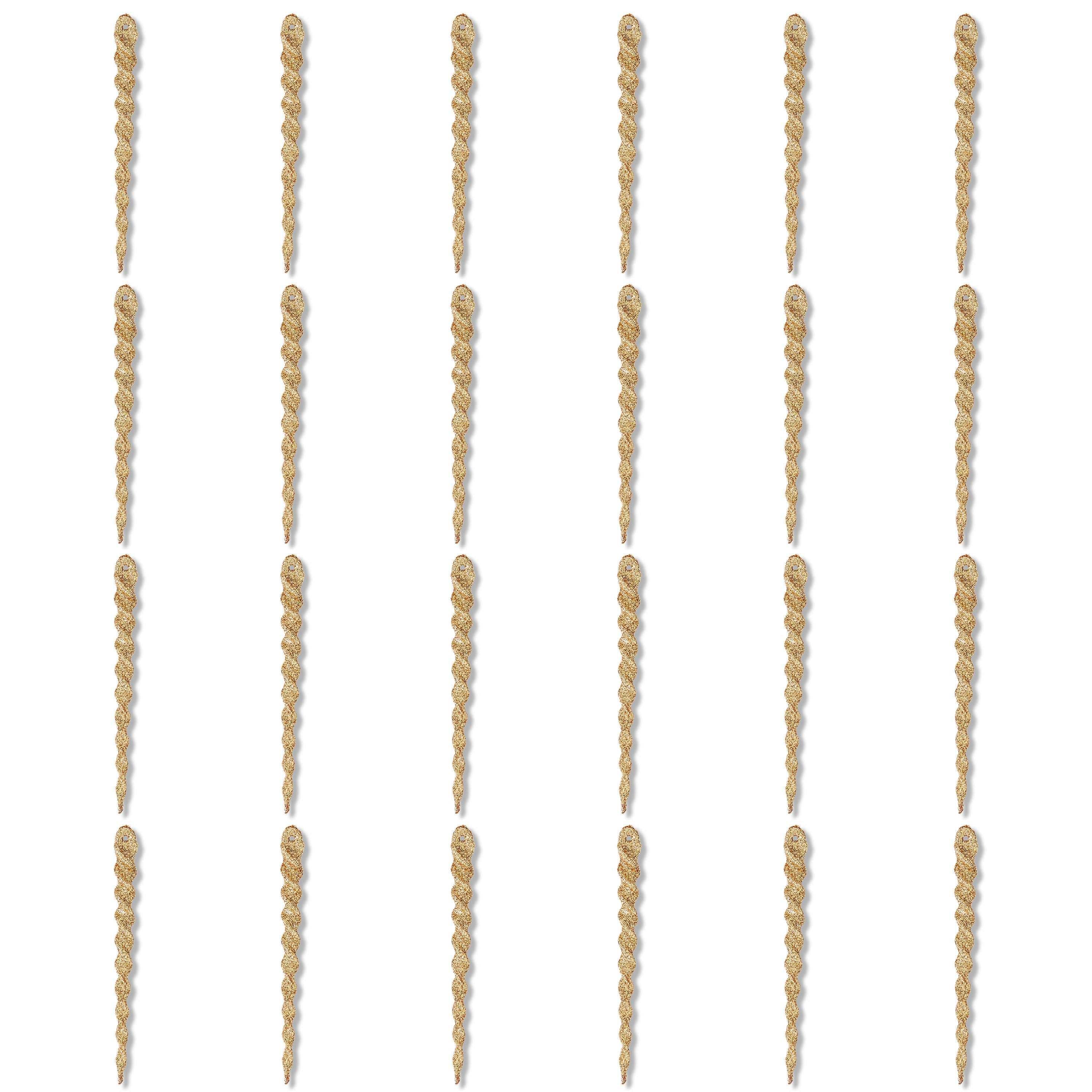 Gold Glitter Icicle Christmas Ornaments, 5.3", 24 Count, by Holiday Time