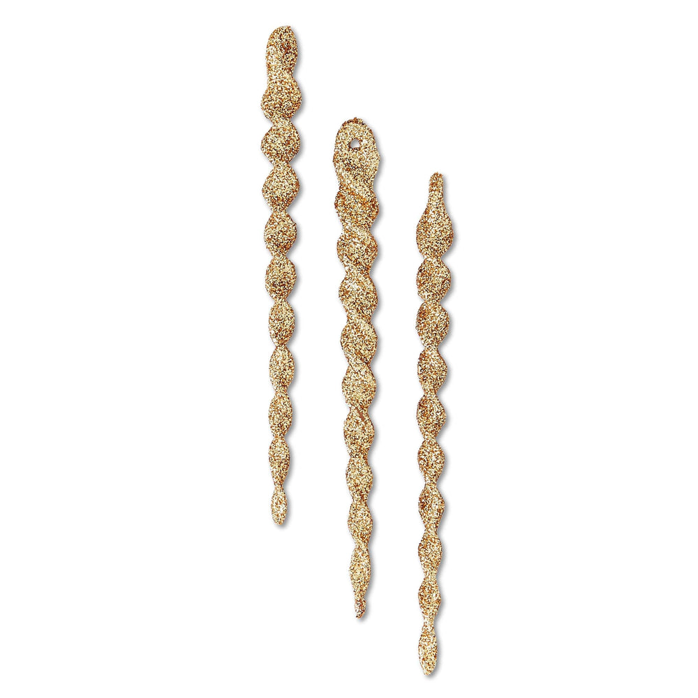 Gold Glitter Icicle Christmas Ornaments, 5.3", 24 Count, by Holiday Time - USA MEGA SHOP