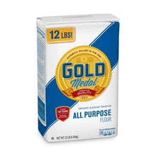 Gold Medal all-purpose flour bag, 12 lb paper package with blue label