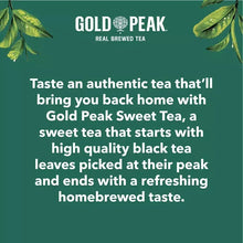 Gold Peak sweet tea back panel with tasting description and homebrewed tea message