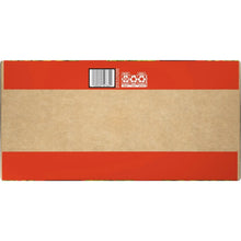 Cardboard carton end panel with barcode and nutrition facts strip