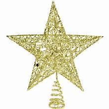 Gold glitter star Christmas tree topper with lighted wire spiral