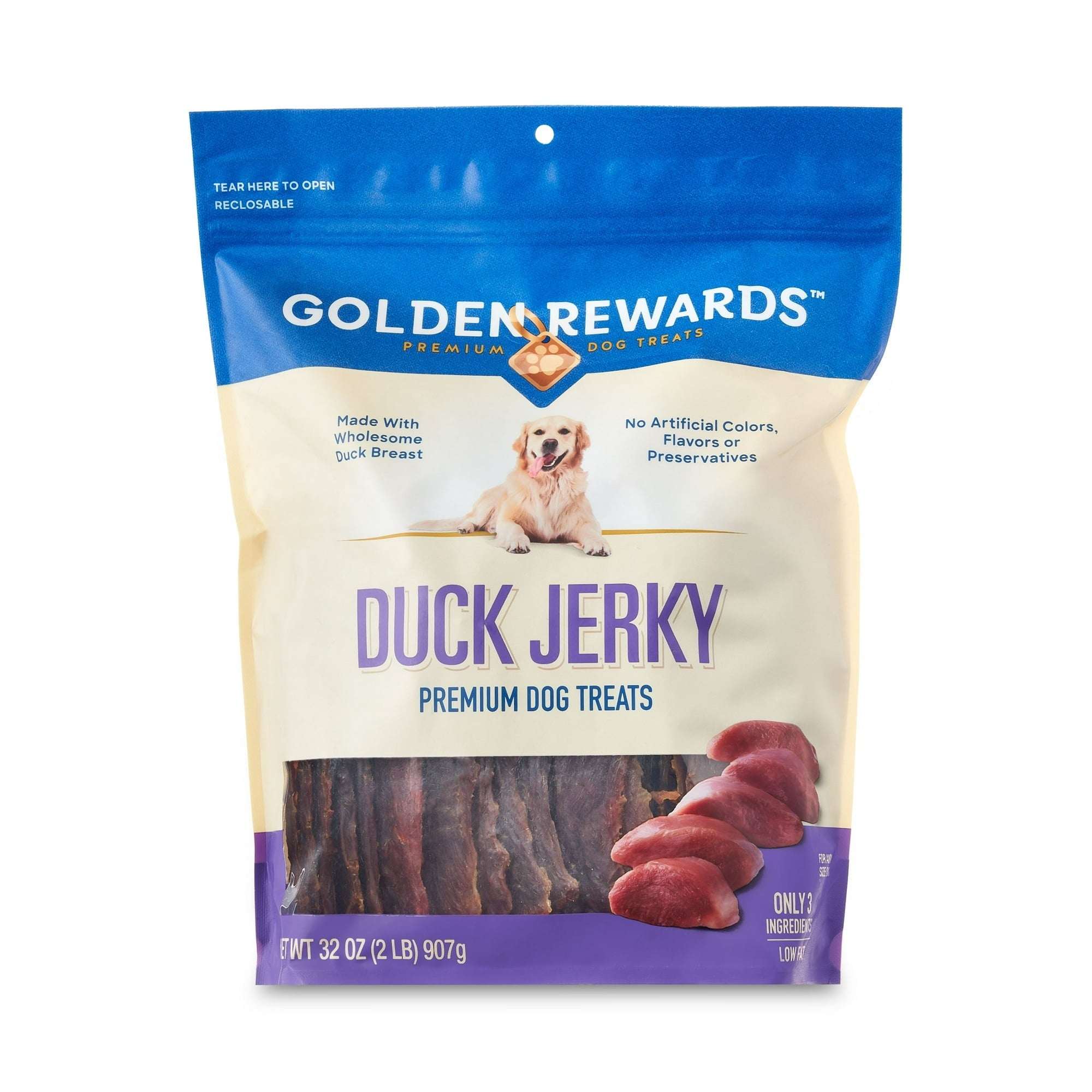 Golden Rewards Duck Jerky Premium Treats for Dogs
