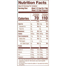 Nutrition Facts panel for hashbrown potatoes, calories 70 per serving