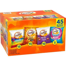 Goldfish baked snack variety pack, side view with 45-count and flavor packs.