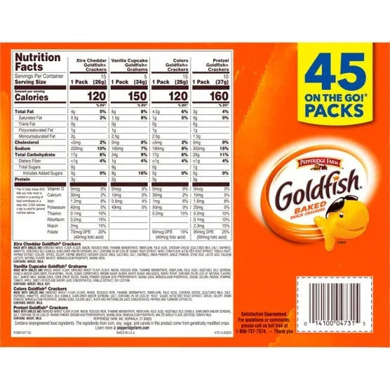 Goldfish Baked Snacks, Variety Pack, 45-count - USA MEGA SHOP
