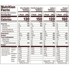 Nutrition facts for Goldfish baked snack crackers, serving amounts and calories table.