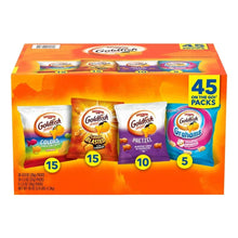 Goldfish baked snack variety pack, front view with 45-count and four flavor bags.