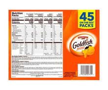 Pepperidge Farm Goldfish 45-count variety pack back panel with Nutrition Facts table