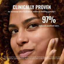 Moisturizer smoothing on face near eyes, fingertip spreading cream for hydration.