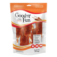Good’n’Fun triple flavor wings rawhide chew dog treats, 4 oz resealable bag