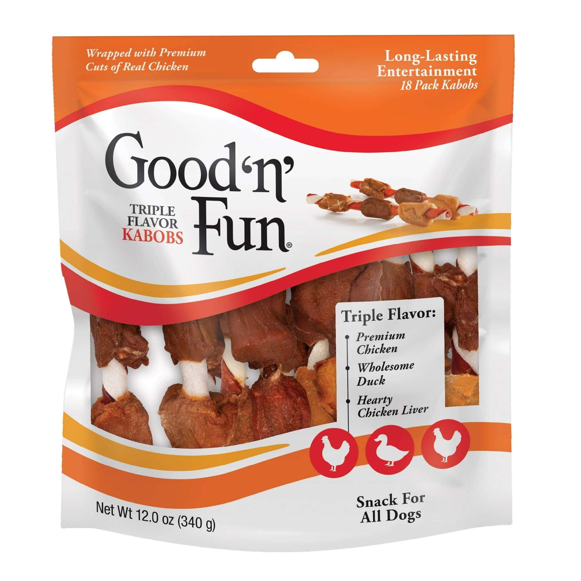 Good 'n' Fun Triple Flavor Kabobs, Rawhide Chews for All Dogs