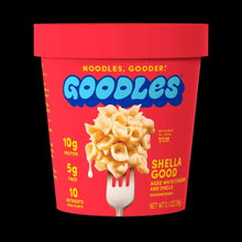 Microwaveable mac and cheese cup with red lid, Shella Good aged white cheddar