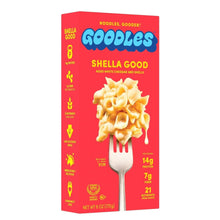 Shella Good noodle box front, aged white cheddar and shells