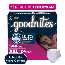 Goodnites nighttime bedwetting underwear box, XXL size, 24-count package