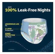 Goodnites nighttime underwear product card showing white underwear with graphic print