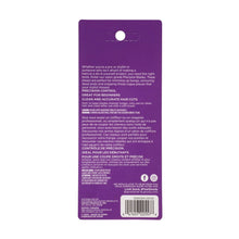 Back of retail card package for hair trimming scissors, barcode and product info
