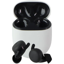 Charcoal wireless earbuds with charging case, earbuds closed inside the case
