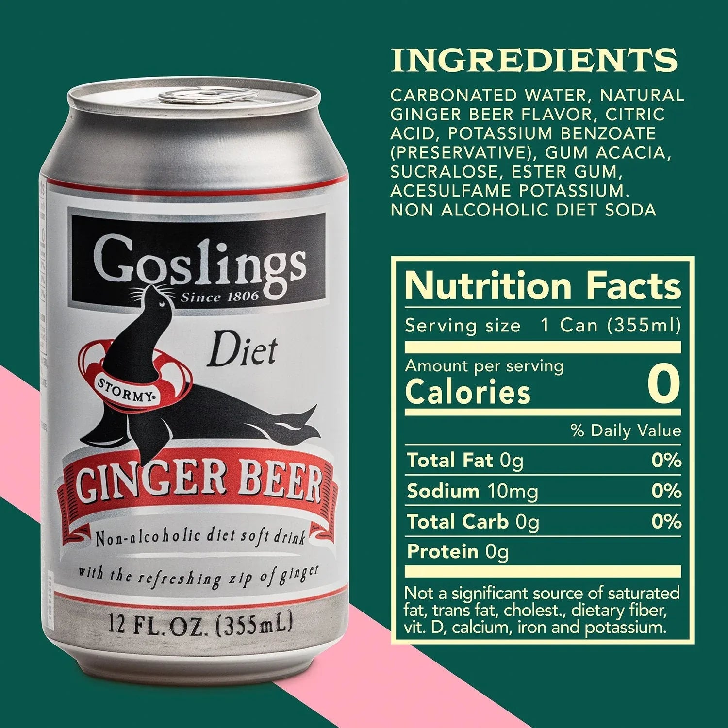 Goslings Diet Non-Alcoholic Ginger Beer, 12 fl. oz. can, 24 pk. - USA MEGA SHOP
