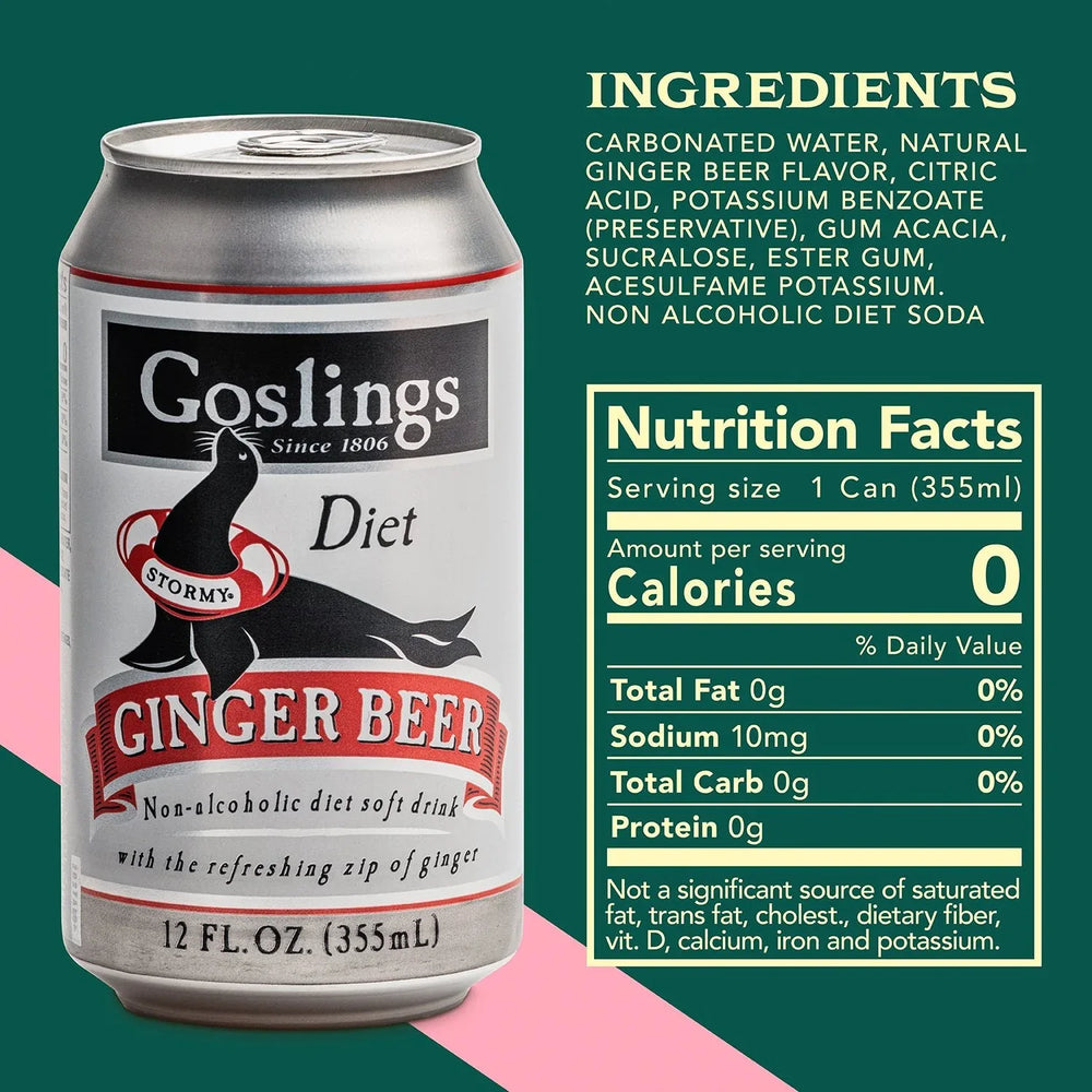 Goslings Diet Non-Alcoholic Ginger Beer, 12 fl. oz. can, 24 pk. - USA MEGA SHOP