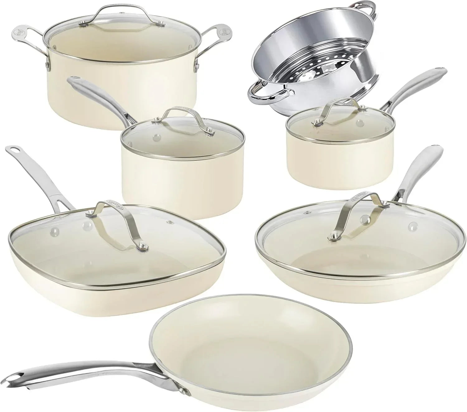 Gotham Steel 12-Piece Ceramic Cookware Set, Nonstick, Nontoxic, Oven & Dishwasher Safe, Stay Cool Handles Ceramic Cookware Set, Copper