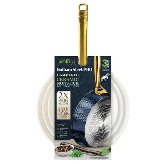 Gotham Steel Pro Hammered Ceramic Non-stick 3-piece Skillet Set