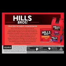 Hills Bros. Gourmet K-Cup® pods back panel with directions and recycling icons.