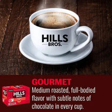 Hills Bros. Gourmet medium roast cup on saucer with coffee surface