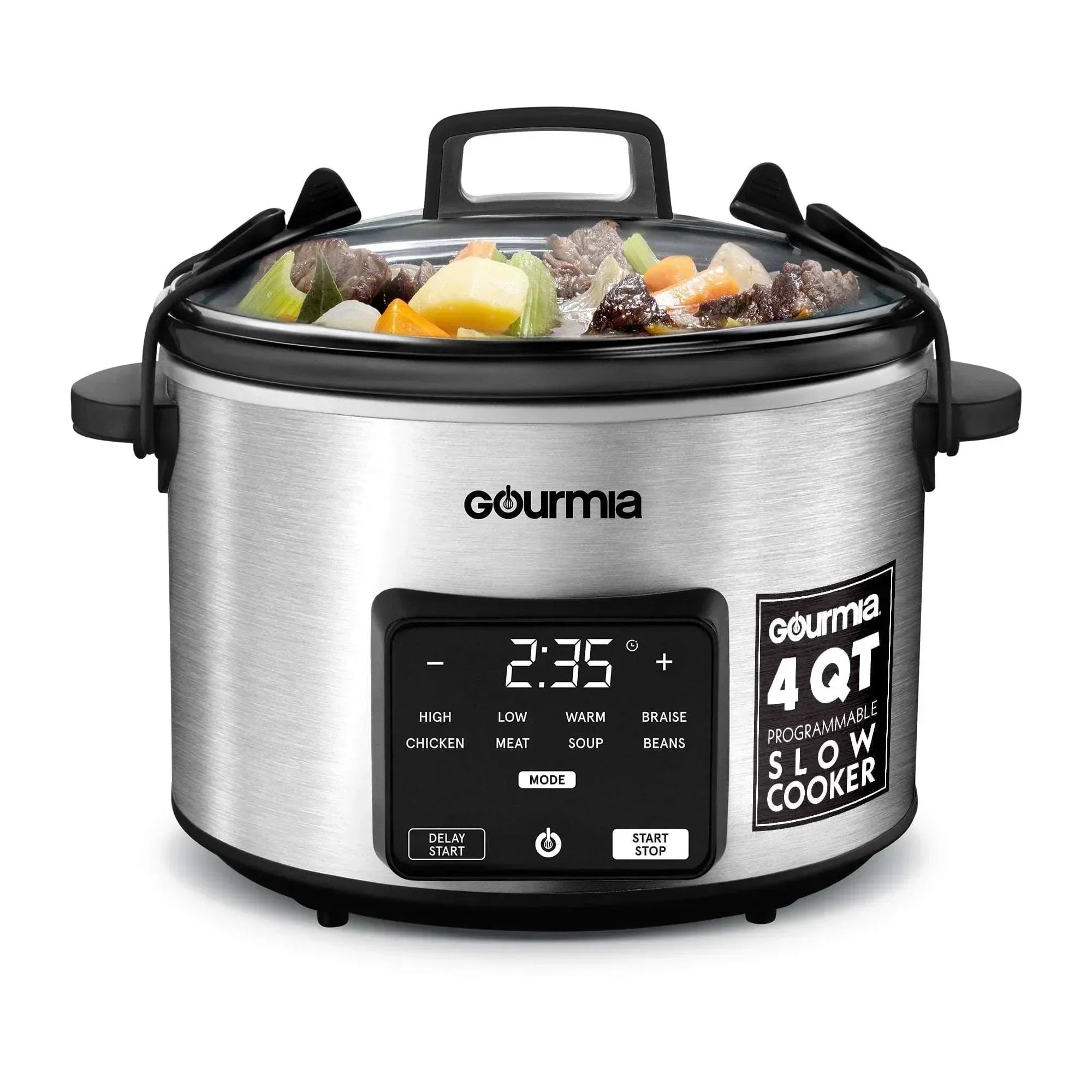 Gourmia Programmable Slow Cooker 4.5 Qt with Digital Controls and Auto Keep Warm, Black