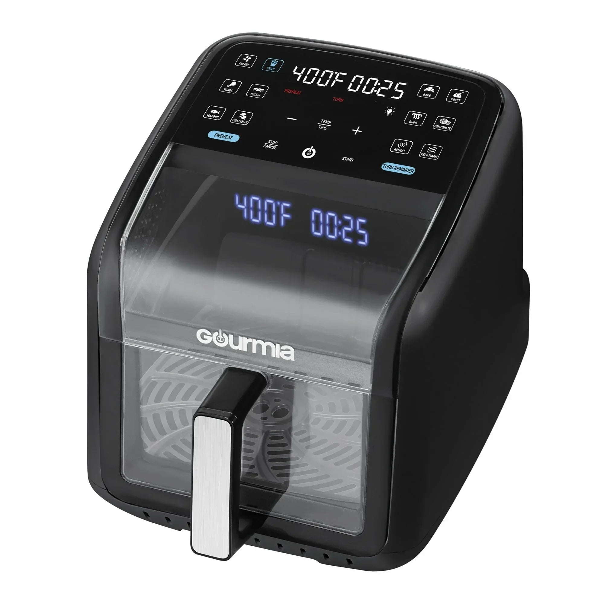 Gourmia Panorama 7-QT Digital Air Fryer with Panoramic View, Holographic Display, & 12 Presets, Black