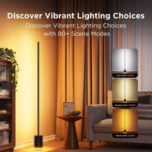 Smart RGB floor lamp with vertical light rod and warm-to-cool white light options